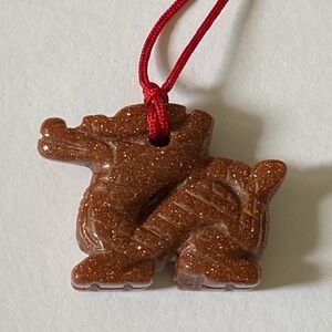 Vintage Goldstone Carved Dragon Pendant on a Silk Cord Necklace